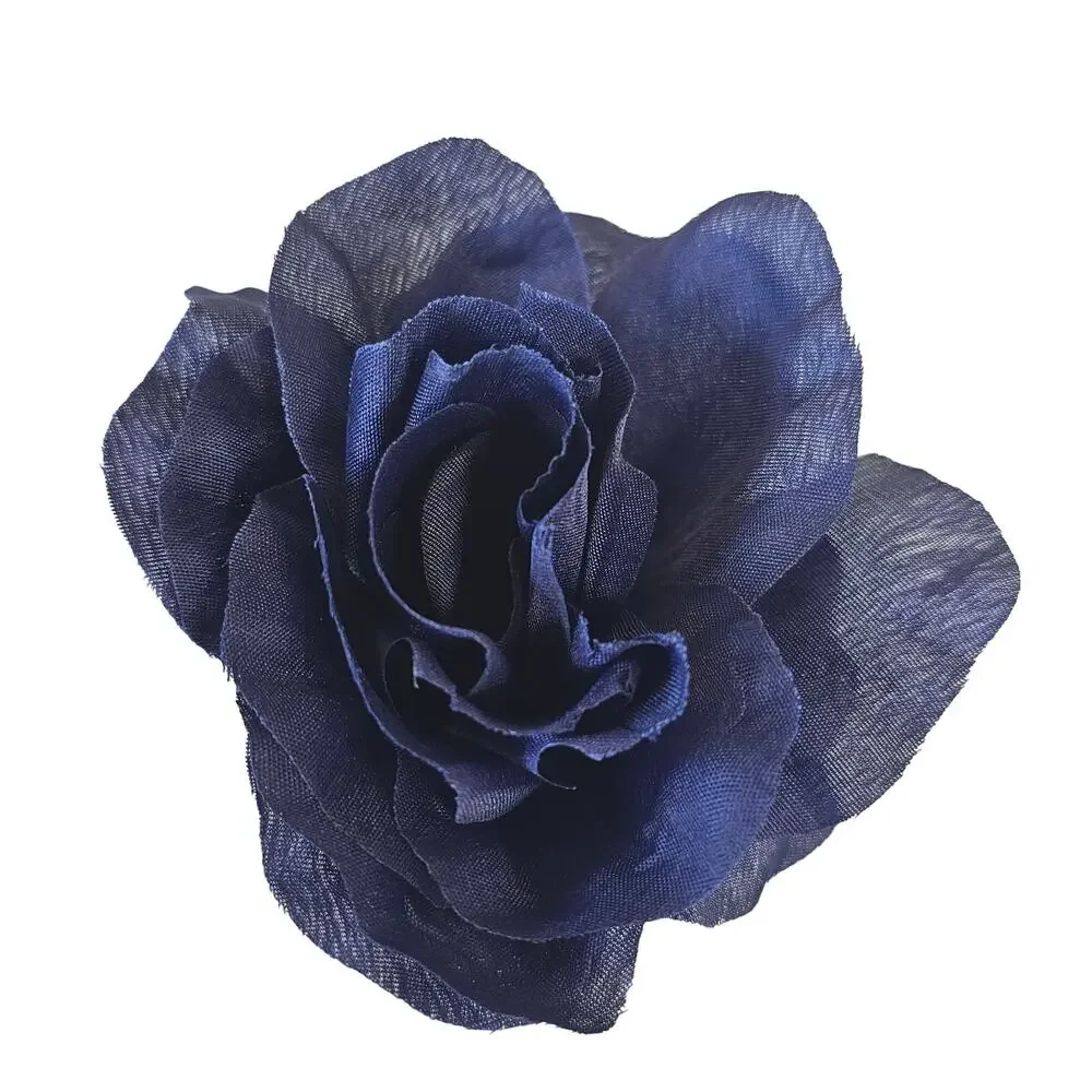 Navy Blue Artificial Roses 3in Fluffy Silk Flowers Stems Wedding Craft Lot of 20